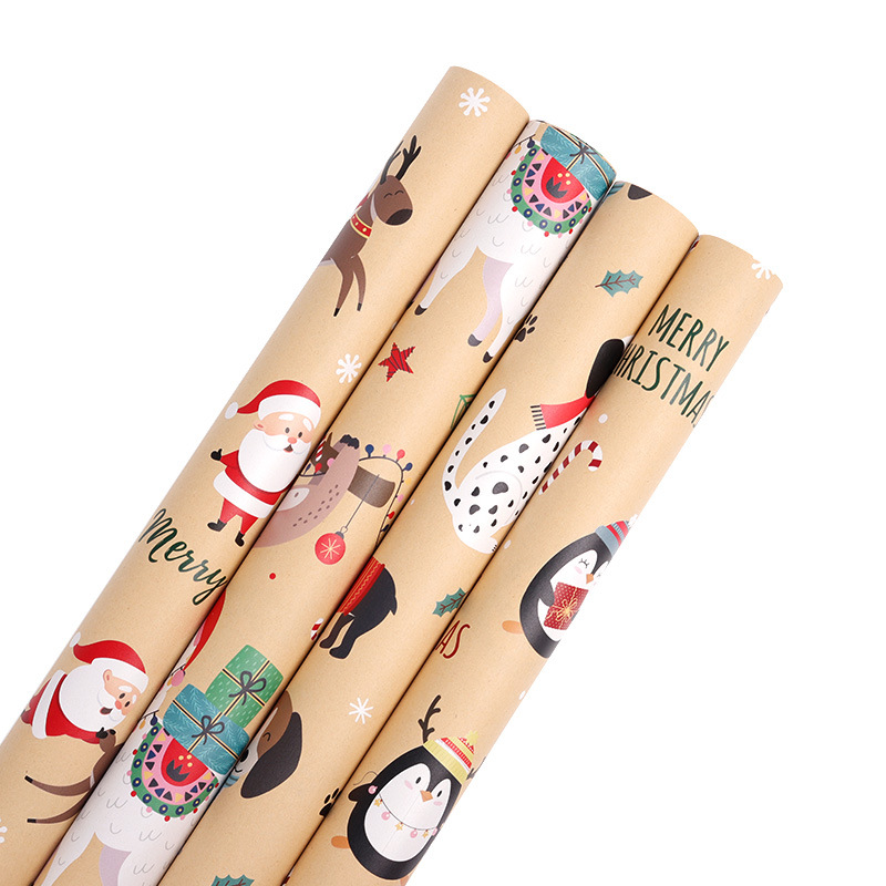 Lot De 20 Feuilles De Papier Kraft Pour Cadeaux De Noël - Flocons De Neige, Voitures, Sapins De Noël, Rayures Et Inscription « Joyeux Noël »