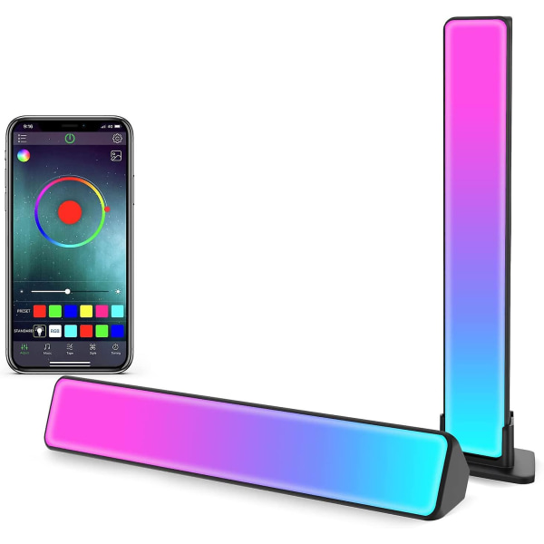 Lampe Led Intelligente, Lot De 2 Lampes De Bureau Intelligentes Rgb Avec 19 Effets Lumineux Et Musique, Lampe De Jeu, Lampe D'Ambiance, Barre Lumineuse Smart Flow Pour Tv, Pc, Décoration De Chambre.