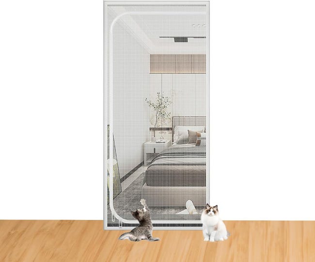 Moustiquaire De Porte Pour Chat, Pour Balcon, Moustiquaire En Maille Résistante Aux Animaux Domestiques, Barrière De Sécurité,1350x220cm,blanc