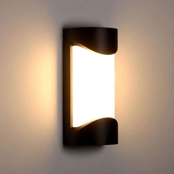 Led Utomhusvägglampa 12w Vattentät Ip65 Aluminium Antracitbelysning Dekorationsljus 3000k Varm Vit Utomhuslampa För Vardagsrummet Sovrum Corrido