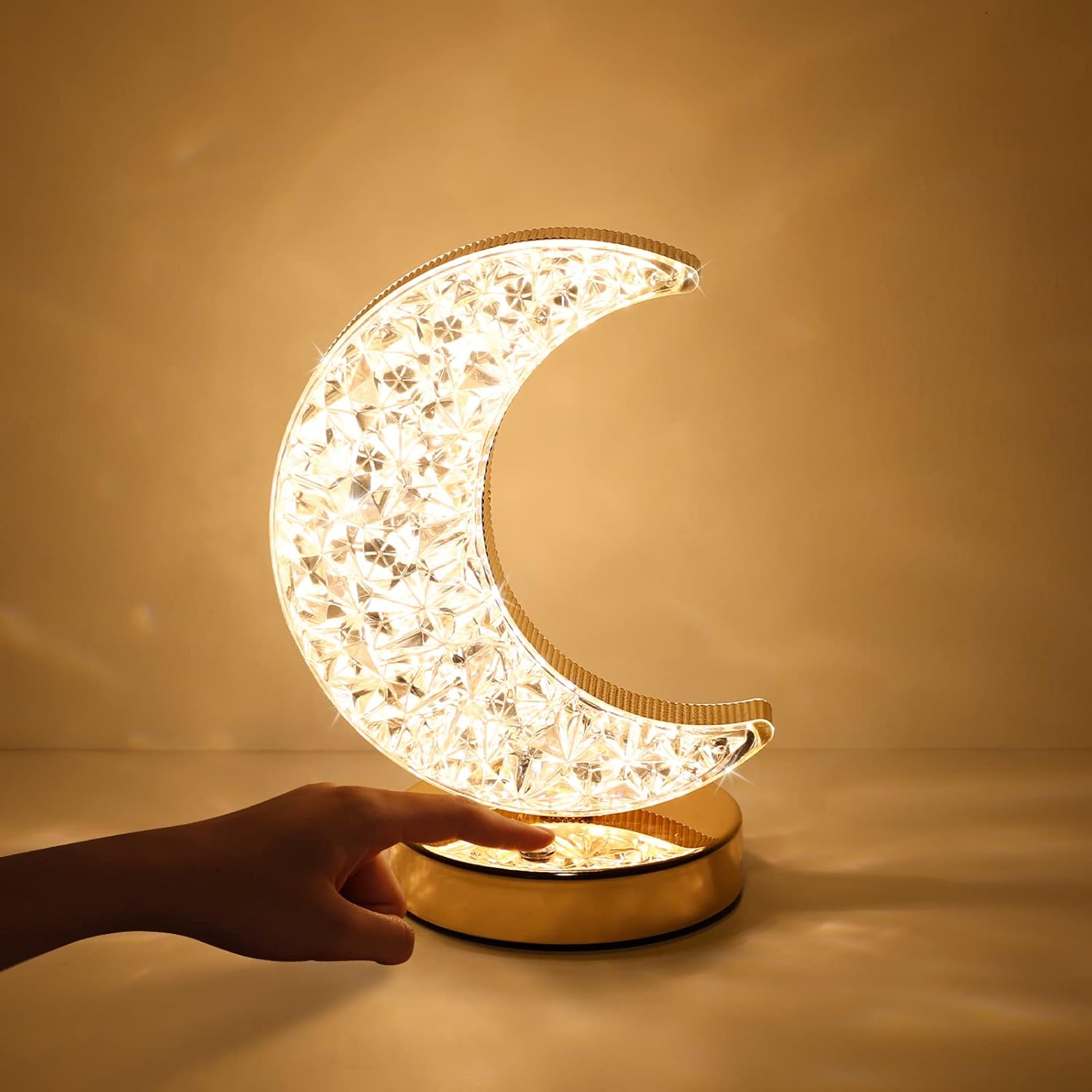 Lampe Lune, Lampe Mignonne Avec 3 Modes De Couleur Et Commande Tactile, Lampe Cristal Veilleuse Mignonne Pour Enfants, Anniversaire, Chambre, Décorations De Ramadan Et De Noël