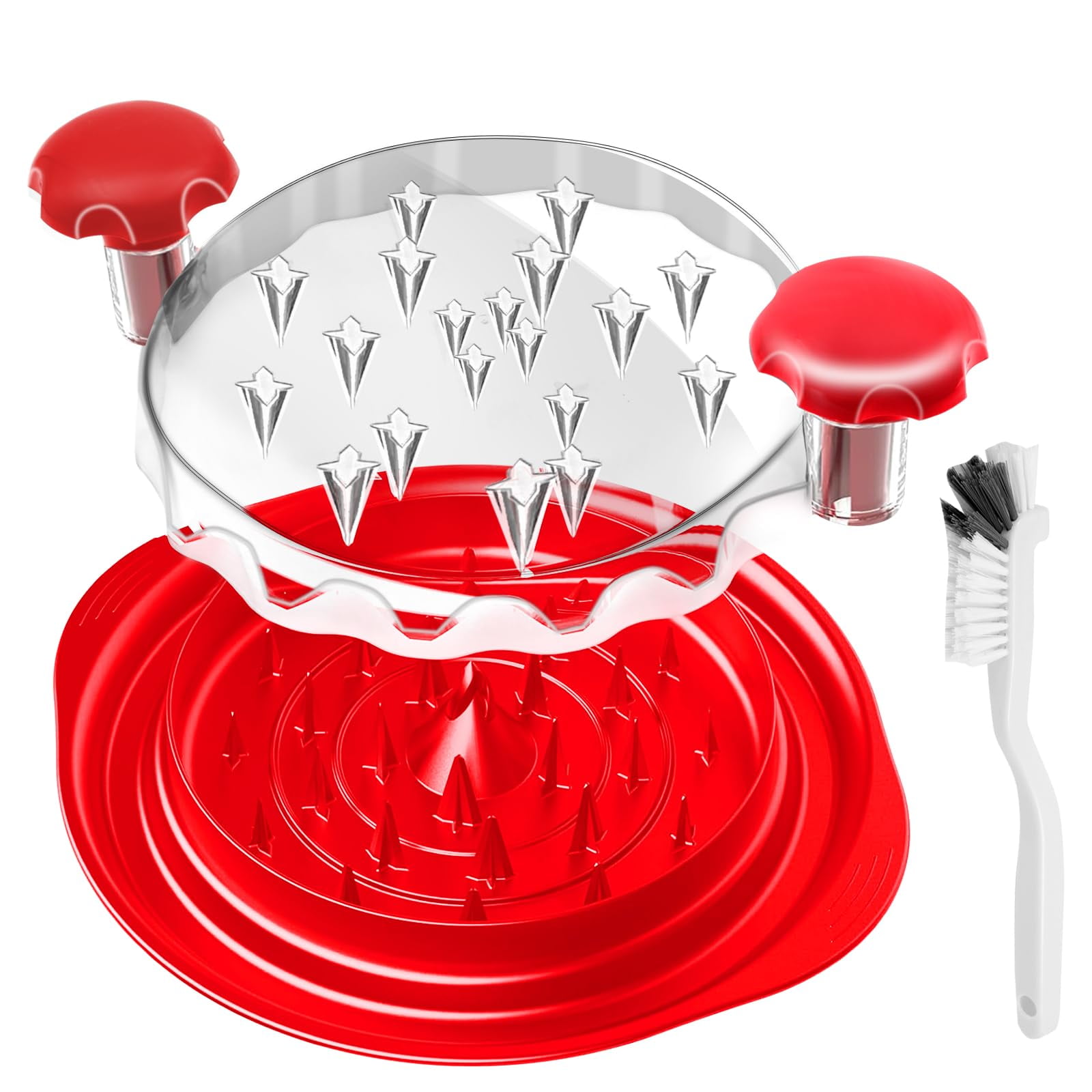 Déchiqueteur De Poulet - Outil Pour Effilocher Les Gros Filets De Poulet, Avec Brosse Et Fourchette Intégrées. Machine À Effilocher La Viande Visible, Bande Antidérapante, Poignée Ergonomique, Sans Bp