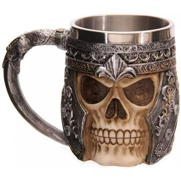 Mugs En Acier Inoxydable En Forme De Crâne Viking, Mugs À Bière Squelette, Mugs À Café En Résine