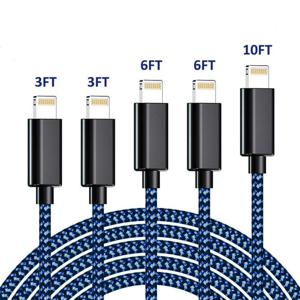 Lightning Cable, Iphone Charger 5 Pack Charging Usb Syncing Data Nylon Braided Compatible Iphone