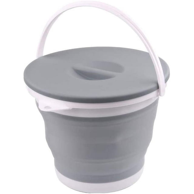 Seau À Eau Pliable De 5 L Avec Couvercle, Récipient À Eau Portable Et Pliable, Seau Peu Encombrant Pour La Pêche, Le Camping, Le Lavage De Voiture, Le Rangement À La Maison Et Le Lavage En Extérieur (