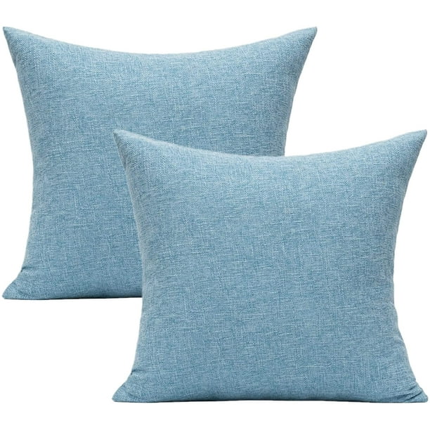 Housses De Coussin Décoratives Bleu Clair Pour Mobilier De Patio Extérieur, Coussins Carrés Unis Bleu Ciel, Taies D'Oreiller Pour Banc, Canapé Et Fauteuil Sunbrella 18x18
