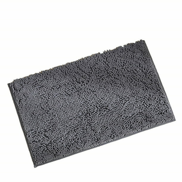 40cm X 60cm Chenille Microfiber Shower Absorbent Non-slip Bath Mat For Bathroom, Gray