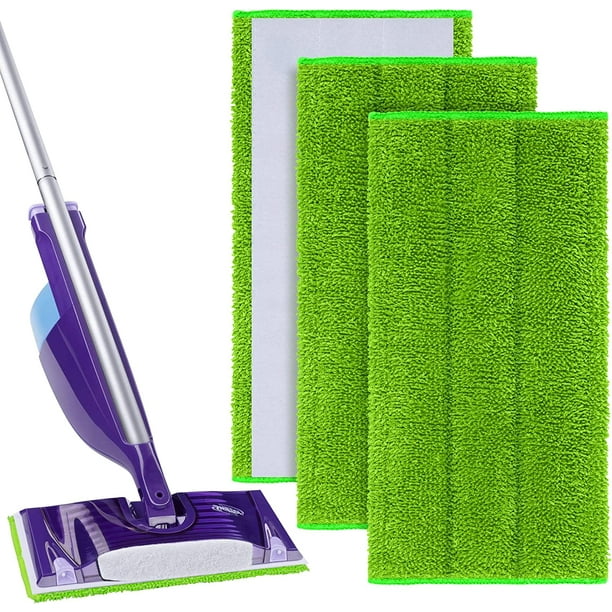 Lot De 3 Serpillères De Rechange Pour Balais À Franges En Microfibre Lavables Swiffer Wetjet Spray, Pour Le Nettoyage Des Sols