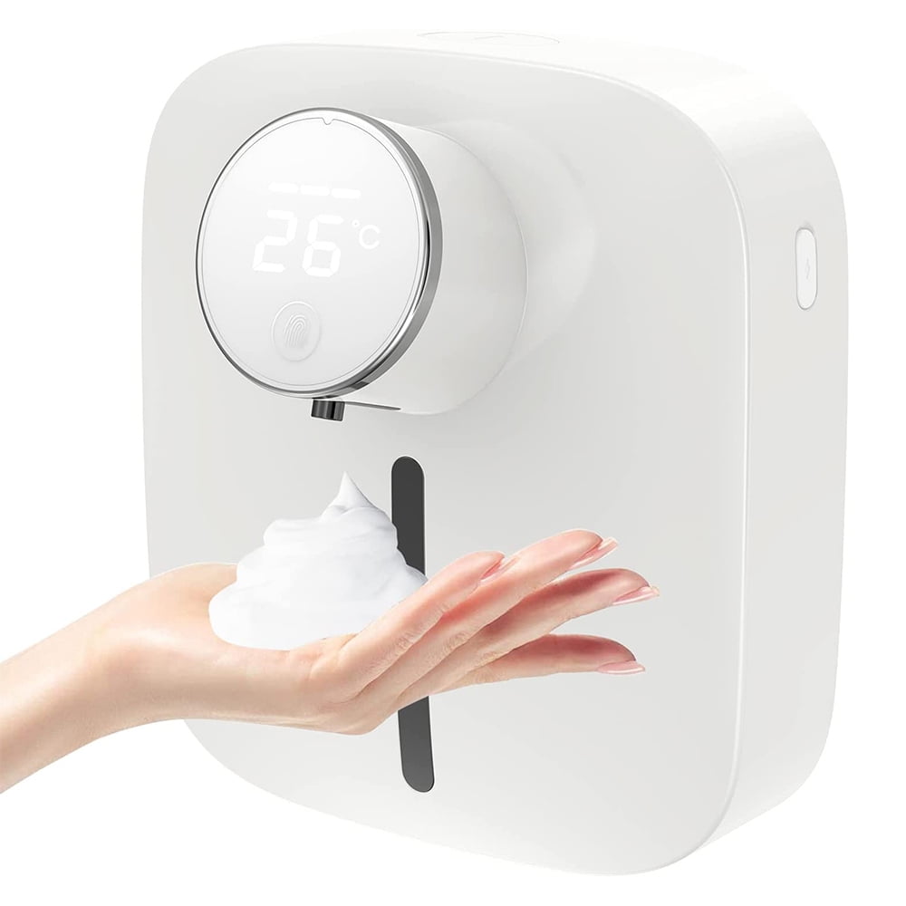 Distributeur De Savon Automatique, Distributeur De Savon Mural Sans Contact Rechargeable Pour Savon Moussant, Distributeur De Gel Hydroalcoolique Avec Affichage De La Température