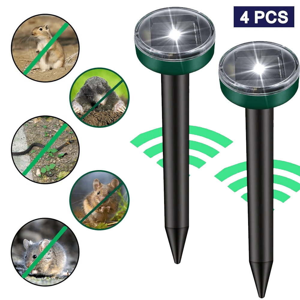 Solar Ultrasonic Snake Mouse Repellers Pest Rodent Repeller Reject Outdoor Solar Repellers 4pcs