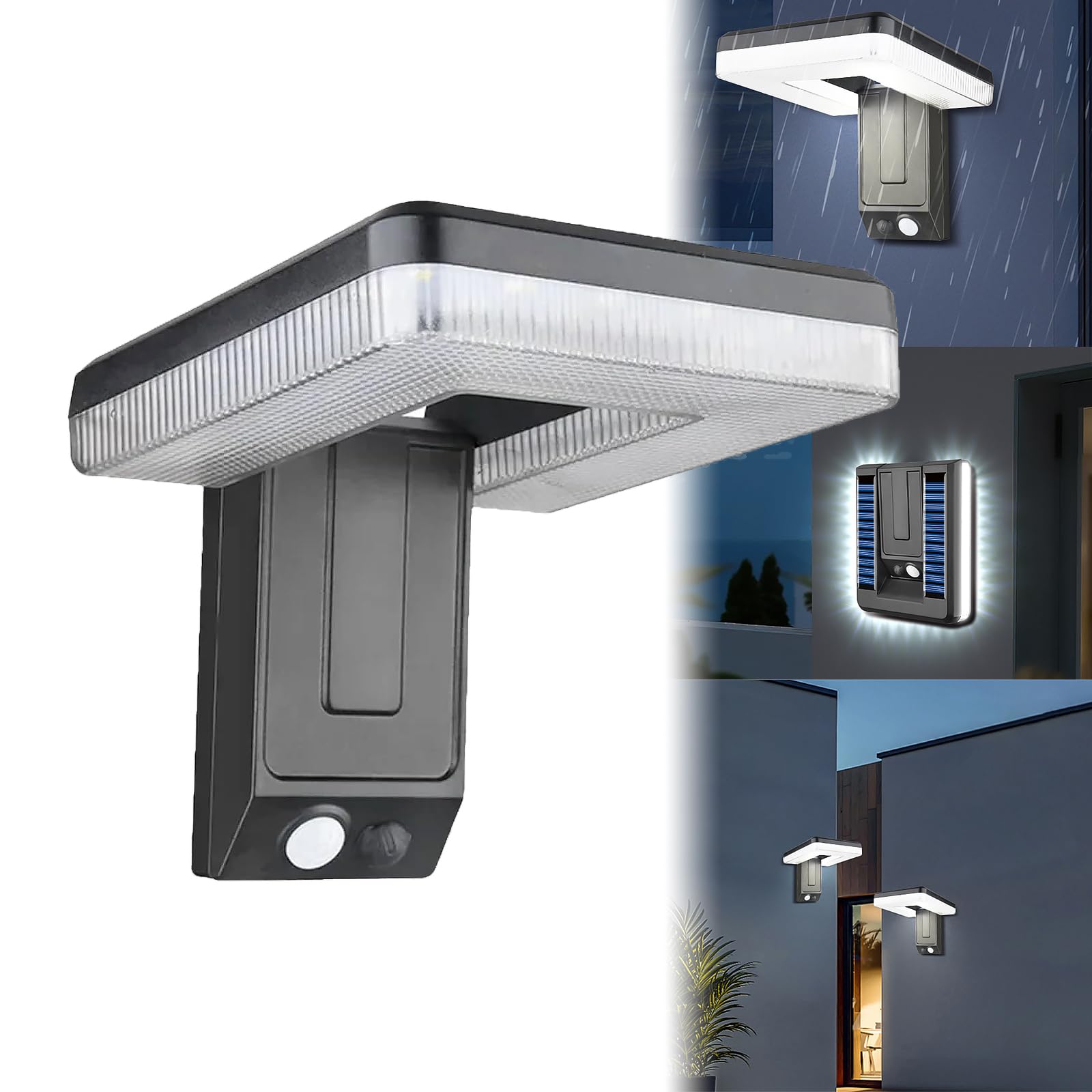 Lampe Solaire Extérieur Détecteur De Mouvement, 120° Réglable, 32led, 20 W, 5500 K, Ipx45, 350-470 Lumens, 3 Modes Applique Mural Extérieur Led, Avec Photosensible Intelligent, Pour Jardin, Garage