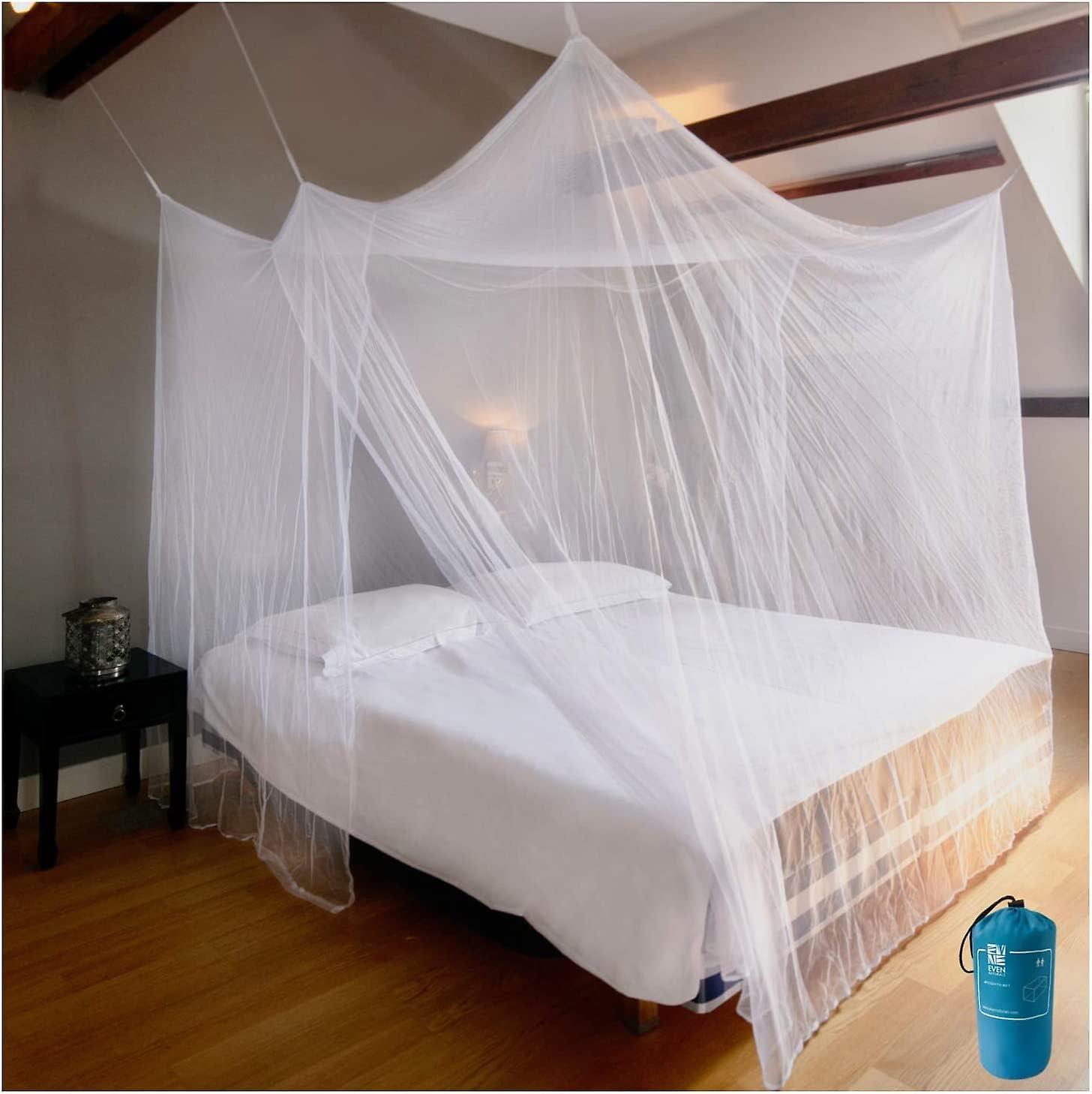 Luxury Mosquito Net For Double To King Size Bed Canopy Camping Screen House Finest Mesh 300 Holes Per Square Inch, 2 Entries, Easy To Install, Ha