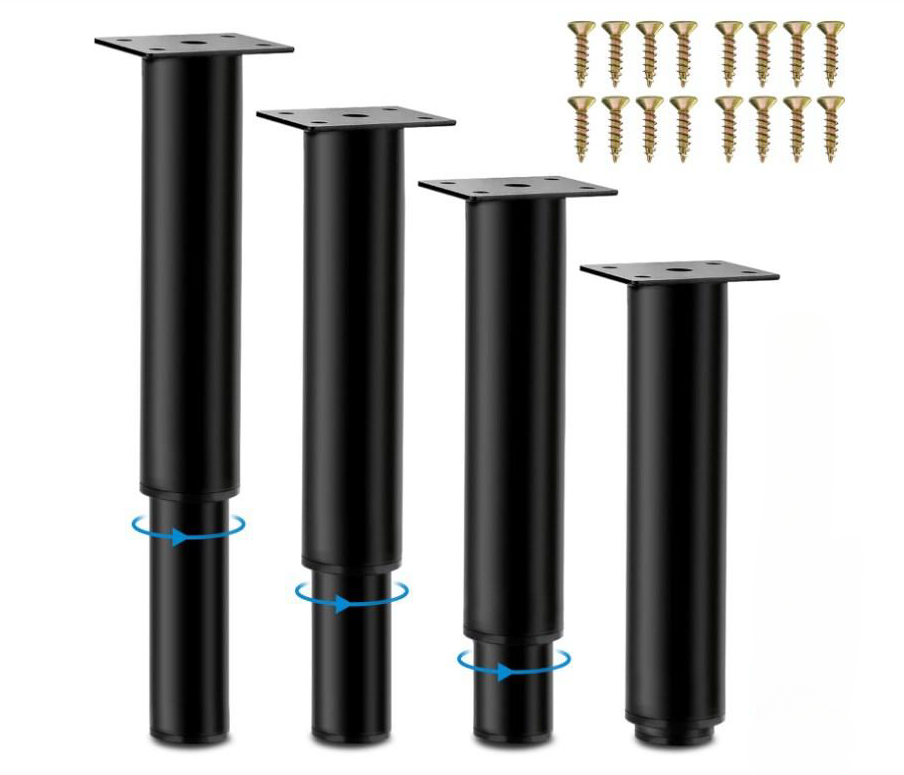 4pcs Universel Pieds De Lit Réglable 20-37cm De Salle De Bain Pied Réglable Pour Meuble Ronds Métal Pieds De Lit/de Canapé 20 Cm (20-37cm)