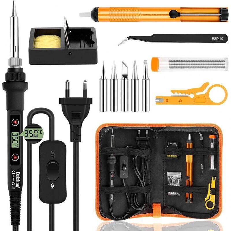 Choyclit Fer À Souder 80w Kit De Soudure Electronique De Precision Numérique Fer A Souder Température Réglable 180-520°c Visible, Kit Station De Soudage Avec Interrupteur On/off, 5 Panne Fer À Souder