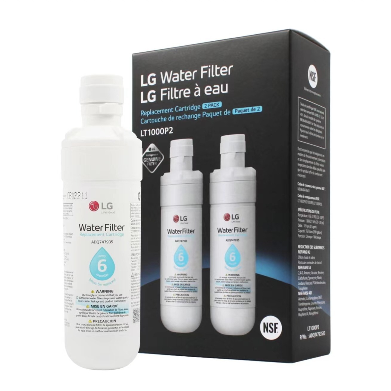 Lot De 2 Filtres À Eau Pour Réfrigérateur Lt1000p, Filtre À Eau Intégré
