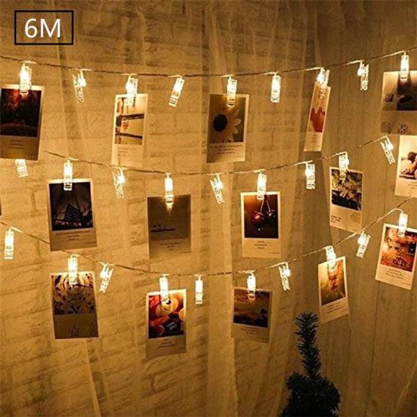 Guirlande Lumineuse Led Réutilisable Avec Pinces Photo, 6 Mètres, 8 Modes, 40 Pinces Photo, Klb