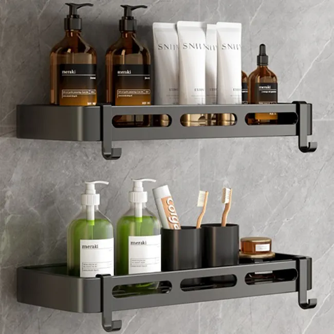 Support Mural Pour Toilettes, Salle De Bain, Sans Perçage, Pour Salle De Bain Et Cuisine, Double Couche (noir)