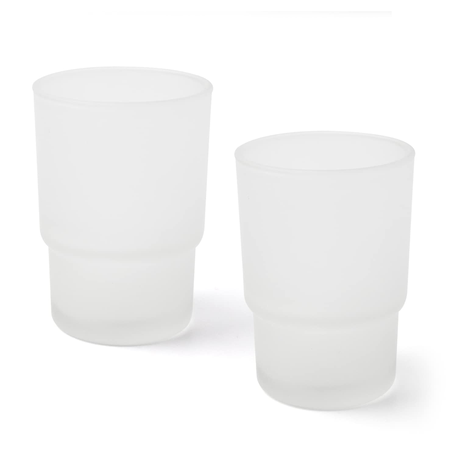 Joeji's Lot De 2 Gobelets De Rechange En Verre Dépoli – Organisateur Hygiénique Pour Brosse À Dents – Design Élégant Et Pratique – Taille Standard…