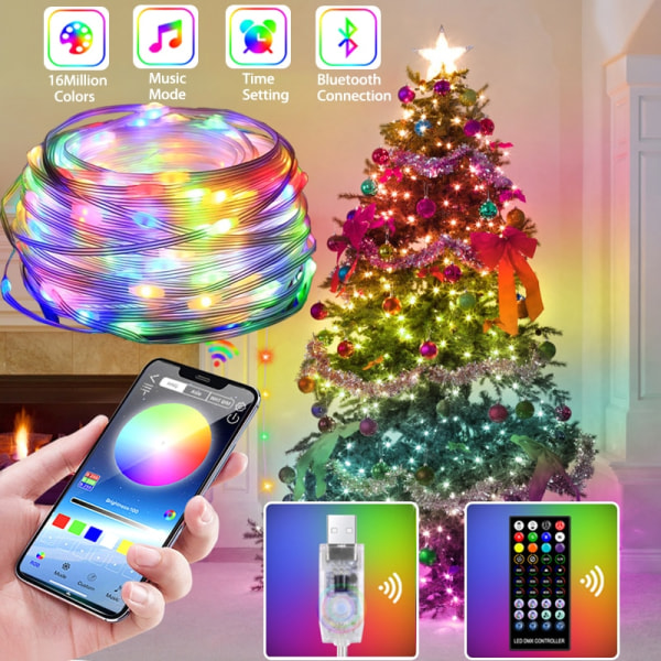 5m Led Bluetooth Contrôle Usb Guirlande Lampe Rvb Julljus 5m-50led