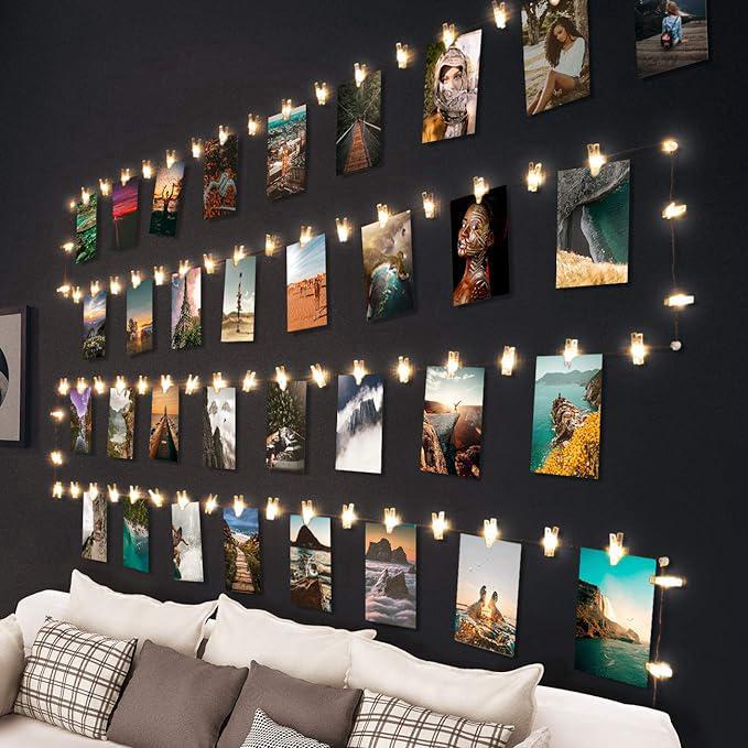 Guirlande Lumineuse Photo Blanc Chaud, 100 Led, 10 M, Alimentée Par Piles, Support Photo Pour Décoration De Chambre, Mariage, Anniversaire, Saint-vale