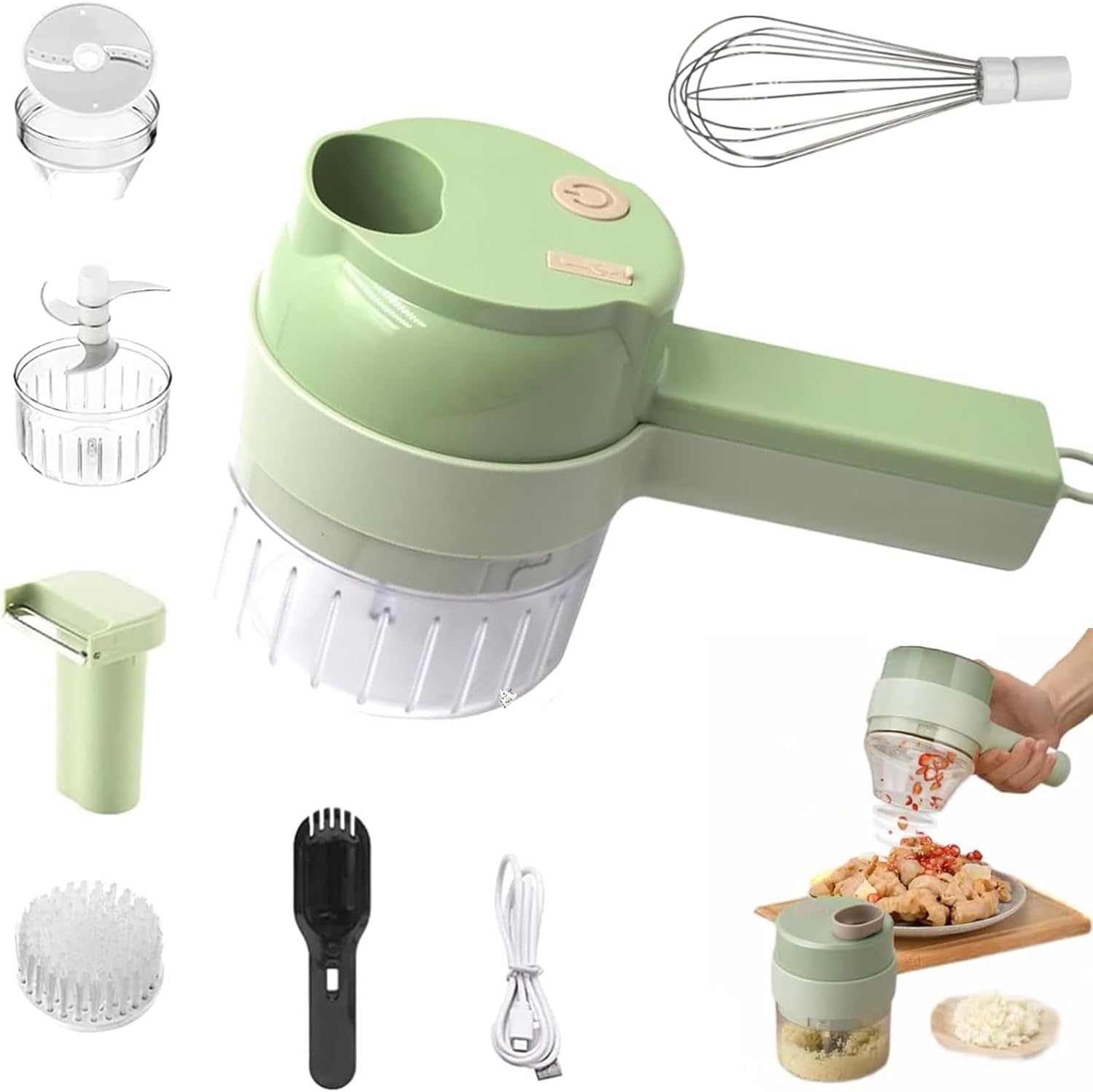 Hachoir À Légumes Électrique 5 En 1, Appareils De Cuisine Intelligents, Coupe-légumes Électrique Avec Batteur À Œufs Et Brosse De Nettoyage