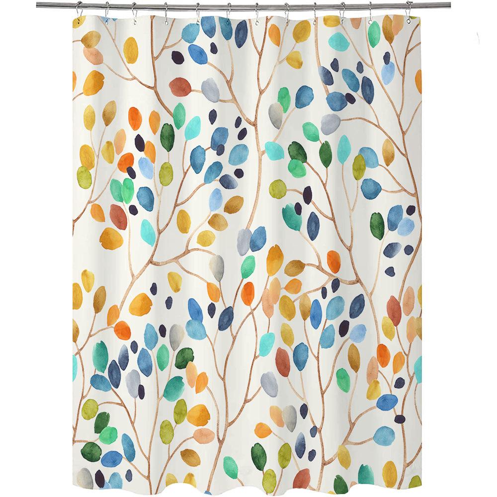 Rideau De Douche À Fleurs Botaniques 180 X 180 Cm Avec Crochets, Rideau De Douche Imperméable, De Haute Qualité, Résistant À La Moisissure