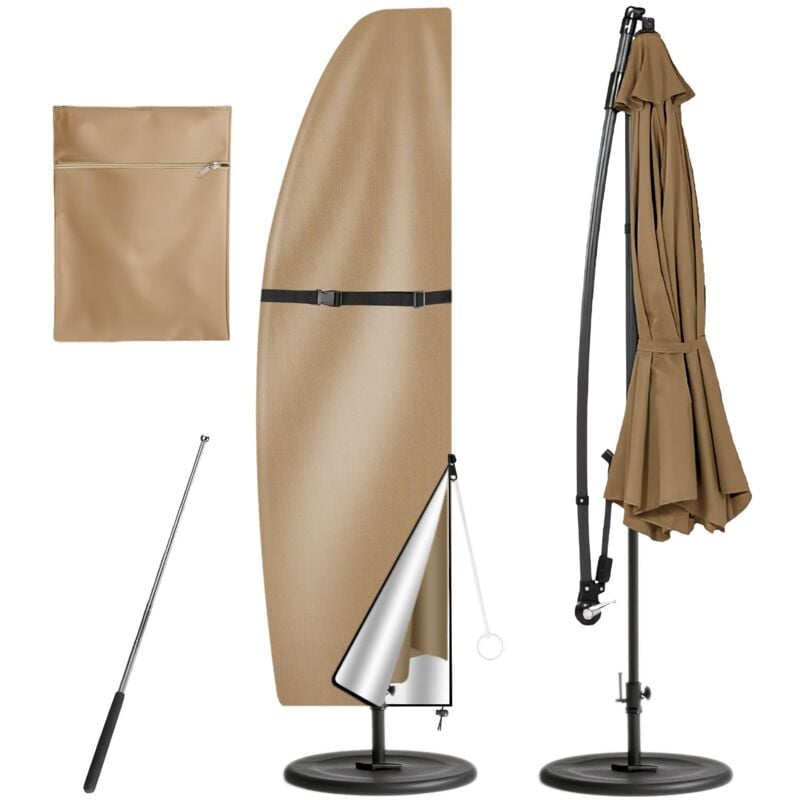 Housse De Protection Pour Parasol Déporté Oxford,210d Oxford Imperméable Résistant À Uv Intempéries Avec Sac De Rangement (205×25/57/48cm)