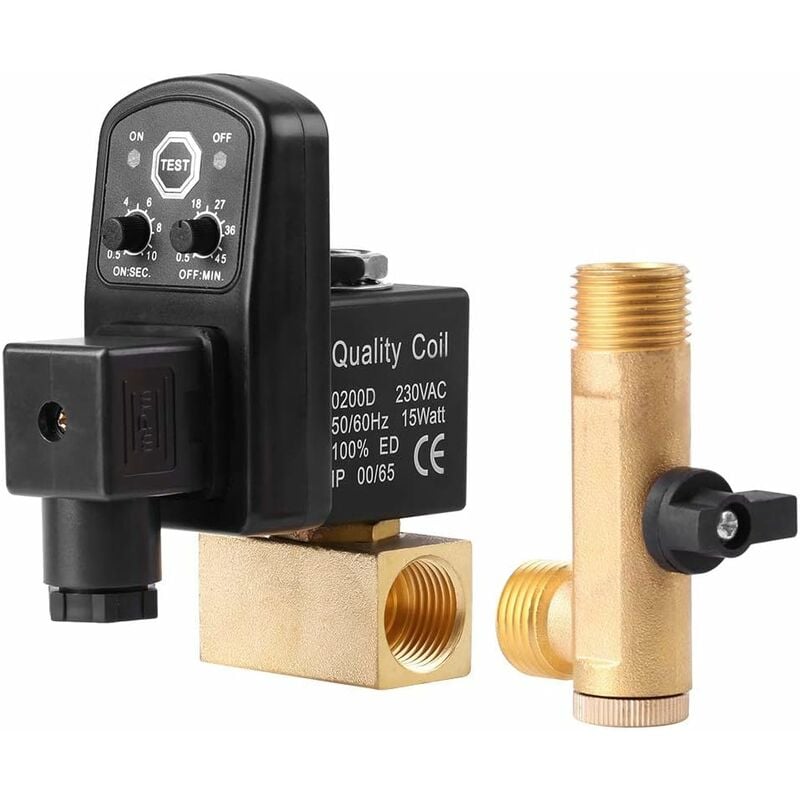 Soupape De Vidange Temporisée Electronique Automatique Vanne De Vidange Electrique De G1 / 2 Dn15 Pour La Gestion De Condensat De Compresseur D'Air(ac230v)