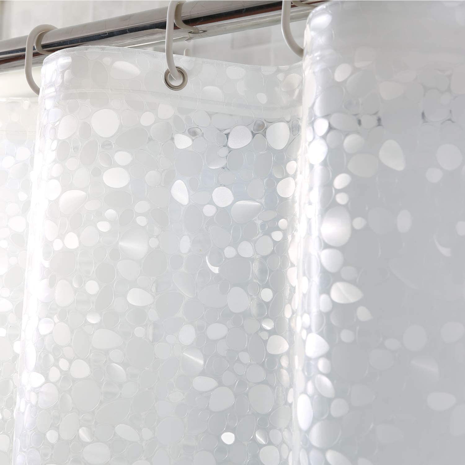 Rideau De Douche 180 X 200 Cm, 3d Translucide Eva, Anti-moisissure, Imperméable, Lavable, Avec 12 Anneaux
