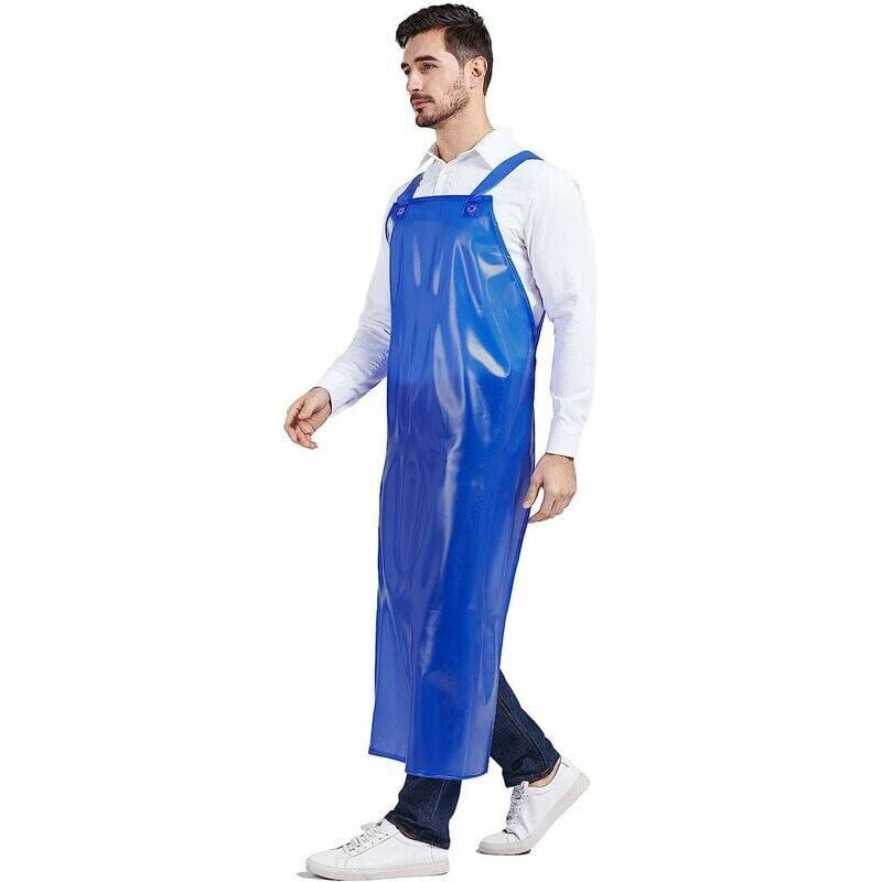 Tablier Imperméable Résistant Réglable, Tablier De Travail En Caoutchouc Bleu