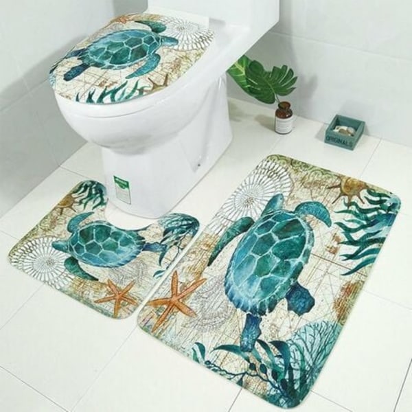 Tapis De Bain Inclus, Housse De Tapis De Bain (motif Paysage Marin Et Cheval/tortue Céleste En Option)