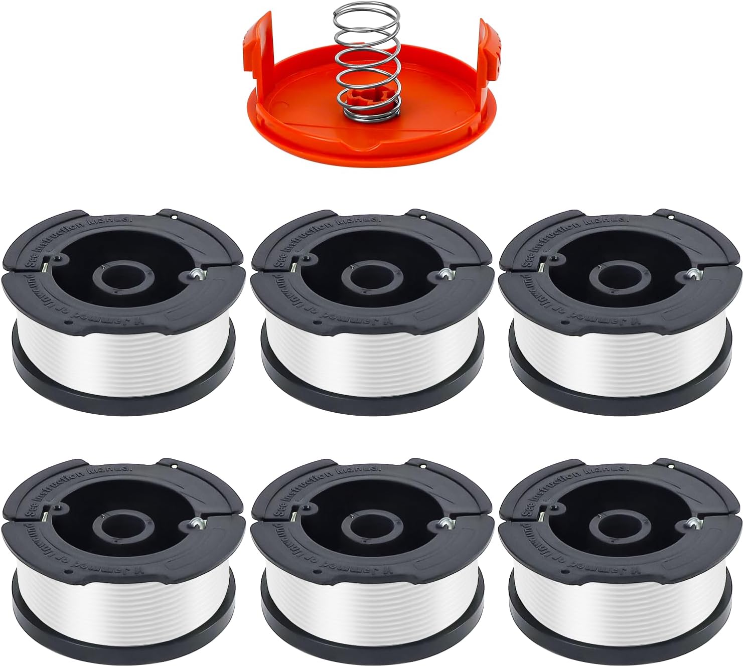 Pack Bobine De Rechange Pour Tondeuses Black Et Decker,bobinefil Coupe Bordure ,6 Fil Coupe Bordure,1 Couvercle,1 Ressort