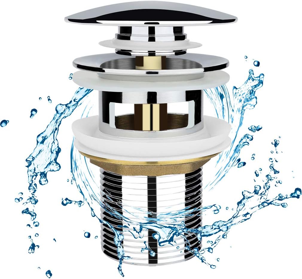Bonde De Vidage Pop Up Automatique Push Open Pour Lavabo En Cuivre Chromé