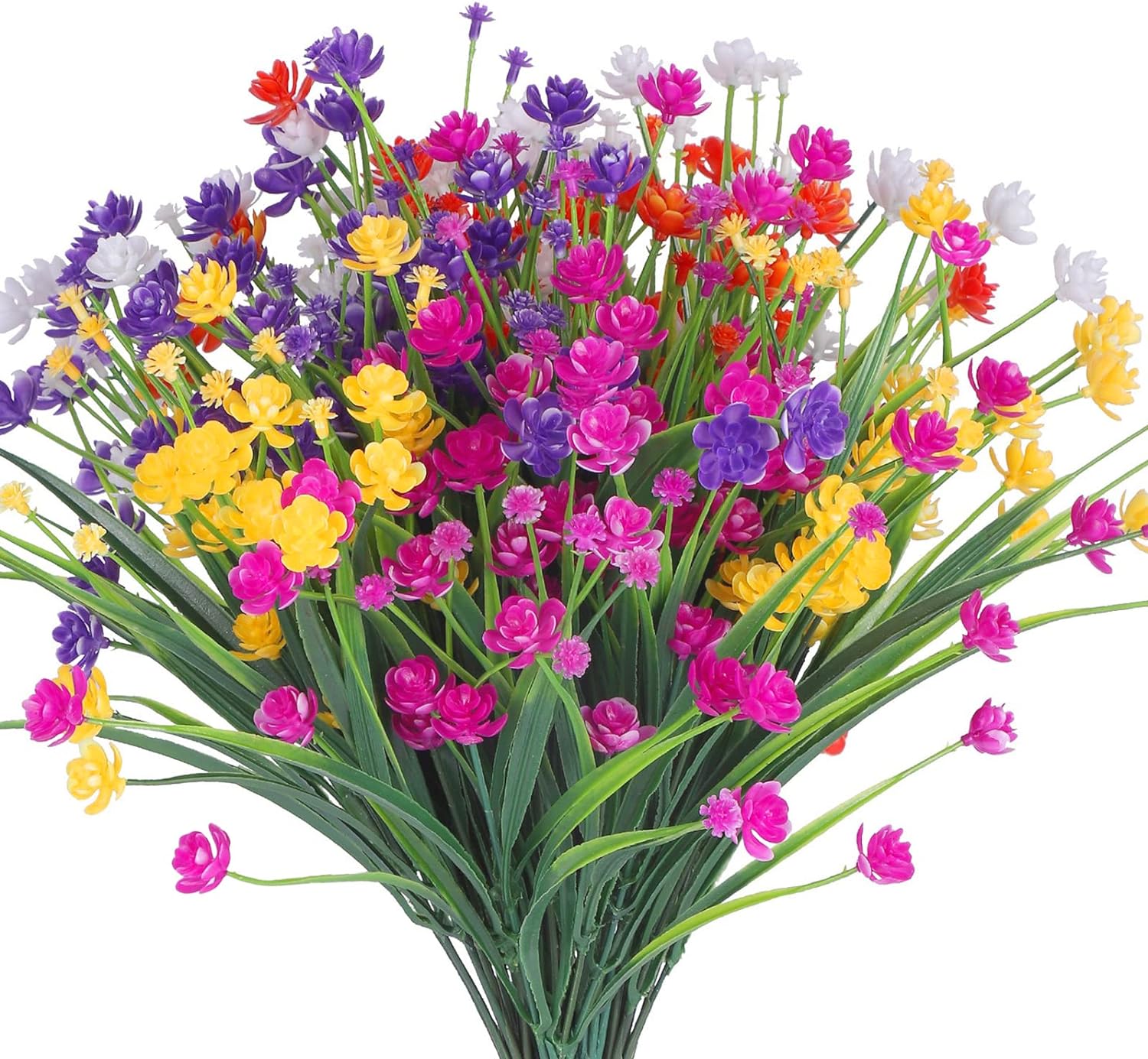 Lot De 10 Bouquets De Fleurs Artificielles D'Extérieur Résistantes Aux Uv, Arbustes Et Plantes, Gypsophile En Plastique Artificiel Pour La Décoration Intérieure Et Extérieure (jardin, Porche, Jardiniè