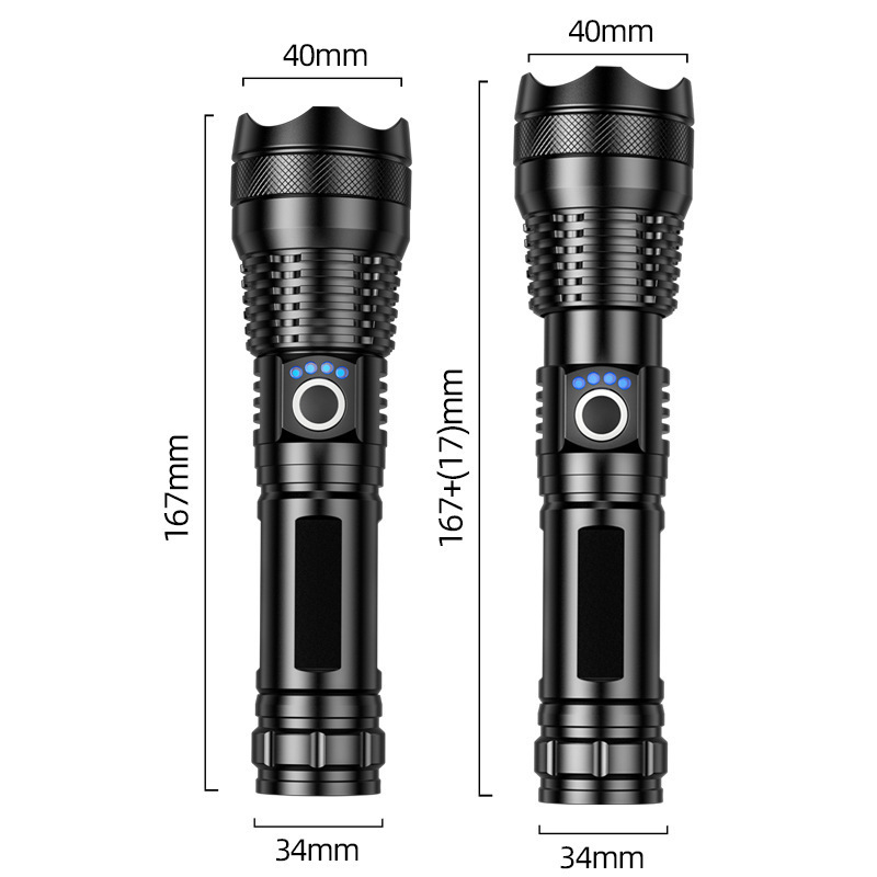 Lampe Torche Led Ultra Puissante, 90000 Lumens Cob Led Tactique Militaire Lampe De Poche Avec 10000mah Batterie Usb Rechargeable, Ip65 Étanche, 7 Modes, Zoomable Pour Camping, Randonnée, D'Urgence