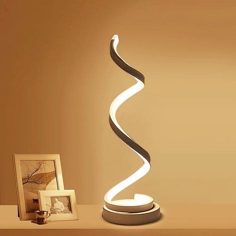 Lampe De Table Led Spirale 12w Intensité Variable Design Incurvé Lumière Douce Chevet