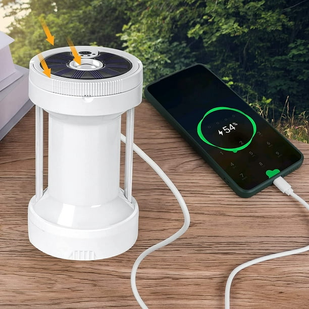 Lampe De Camping Solaire Led Rechargeable 350 Lumens Avec Batterie Externe, 4 Modes D'Éclairage, Connecteur Magnétique Usb-c, Lumière Rouge Et Lampe Torche Pour Le Camping, La Randonnée, La Pêche Et L
