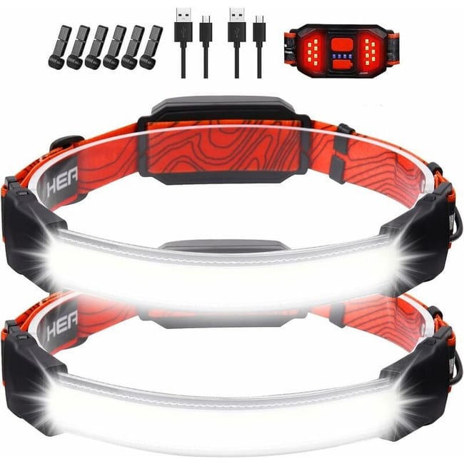 Lampe Frontale Led Rechargeable, 2 Phares De 1 500 Lumens, Étanchéité Ipx6 Et Feu Arrière Rouge, 3 Modes D'Éclairage (sku Produit : 96104236 Sku Offre : Lehua25.5.21-32)