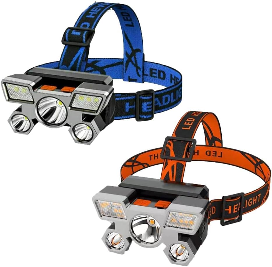 Pièces Lampe Frontale Rechargeable, Lumières Minières Portées Par La Tête En Plein Air Sur De Longues Distances, Phare Léger Et Réglable