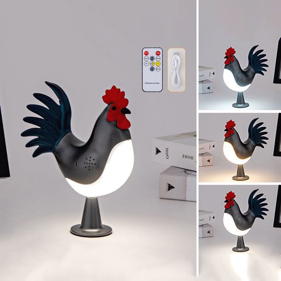 Lampe Tactile En Forme De Poulet - Veilleuse Bébé - Lampe En Forme De Coq - Veilleuse Rechargeable Pour Enfants - Lampe Poulet Rechargeable - Rechargeable Par Usb - Avec Télécommande - Avec Minuterie