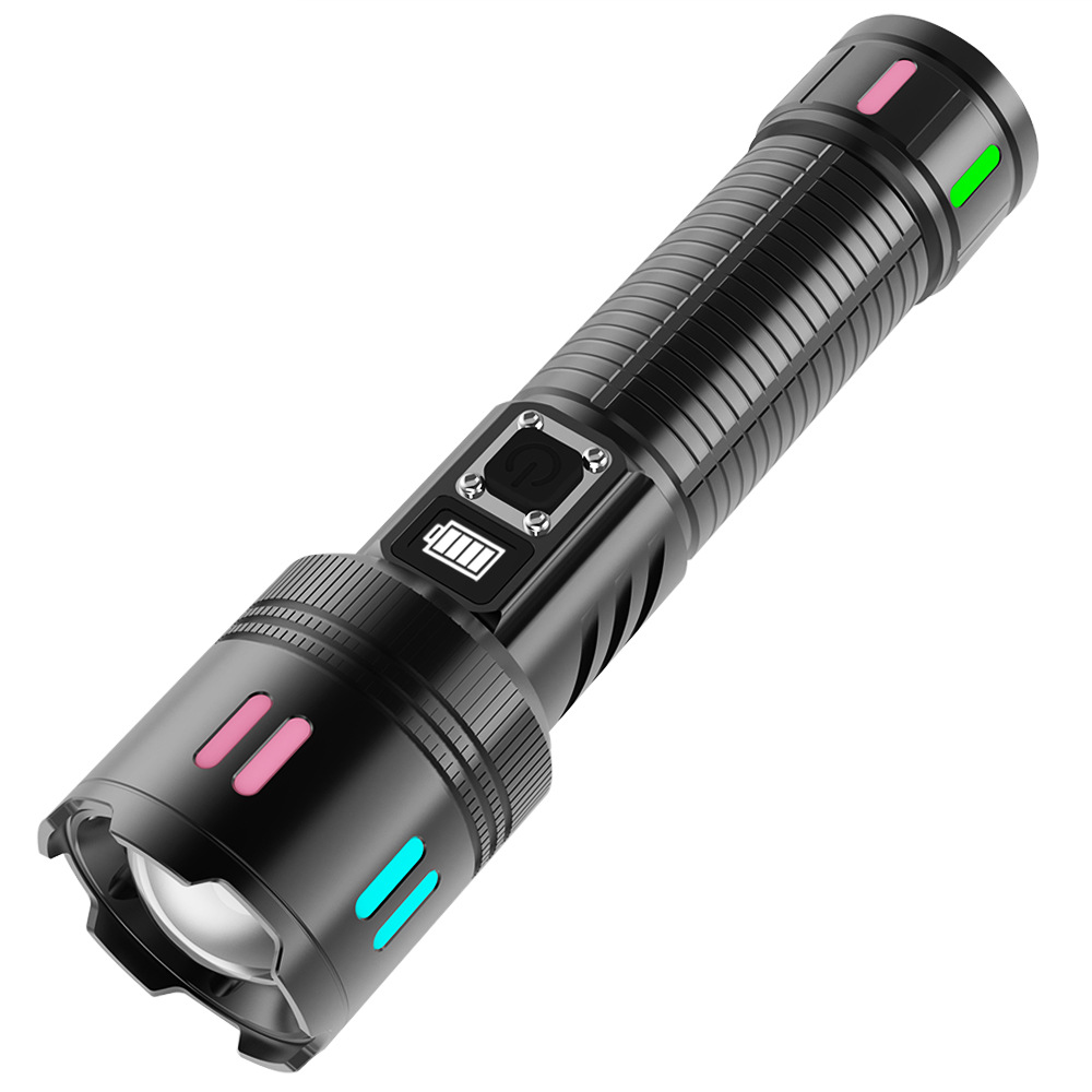 Linterna Led Ultrapotente, Recargable, De Largo Alcance, 5 Modos De Iluminación, Con Zoom