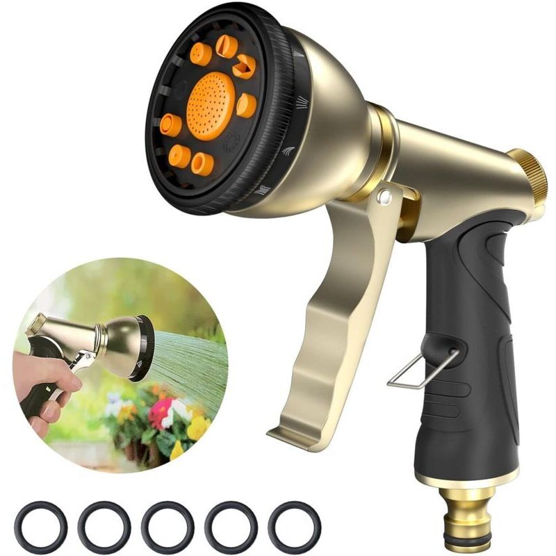 Pistolet D'Arrosage Métal, Pulvérisateur De Jardin, 9 Modes D'Arrosage Pistolet Arrosage Pulvérisateur De Jardin À Haute Pression Pour L'Arrosage De La Pelouse, Le Lavage De Voiture, Animaux