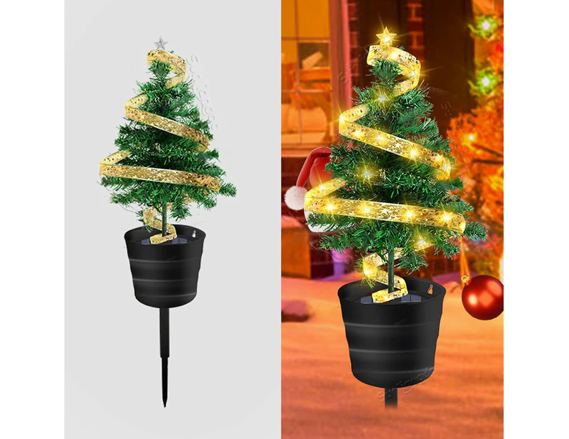 1pc Christmas Decorations Christmas Lights Outdoor Solar Christmas Tree Light,solar Powered Prelit Small Christmas Tree For Holiday Outside G