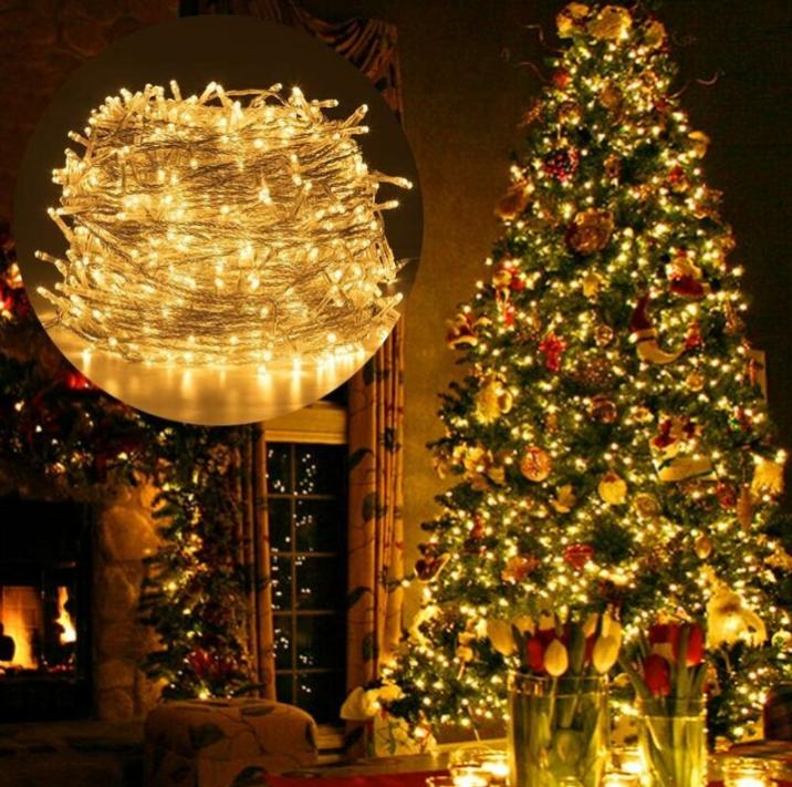 Guirlande Lumineuses Led 100m 1000leds Extérieur, Eclairage Lumineux Décoration Noël Avec 8 Modes, Ip44 Étanche - Blanche Chaude
