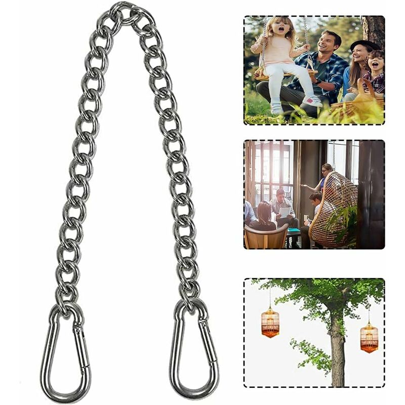 Chaîne De Chaise Suspendue, Chaîne Avec Deux Mousquetons, Crochets De Balançoire, 66 Cm Chaîne De Chaise Suspendue En Acier Inoxydable Avec Deux Mousquetons Pour Chaise Suspendue Intérieure Extérieure