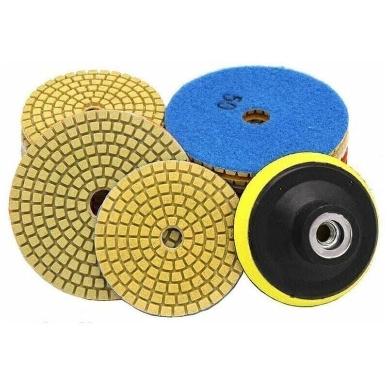 Choyclit Lot De 10 Tampons De Polissage Diamant Humide/sec Pour Polissage Pierre Accessoires De Polissage Pierre Disque De Meulage + 1 Tampon Support Pour Granit Marbre, Céramique, Béton,gu.b/bo