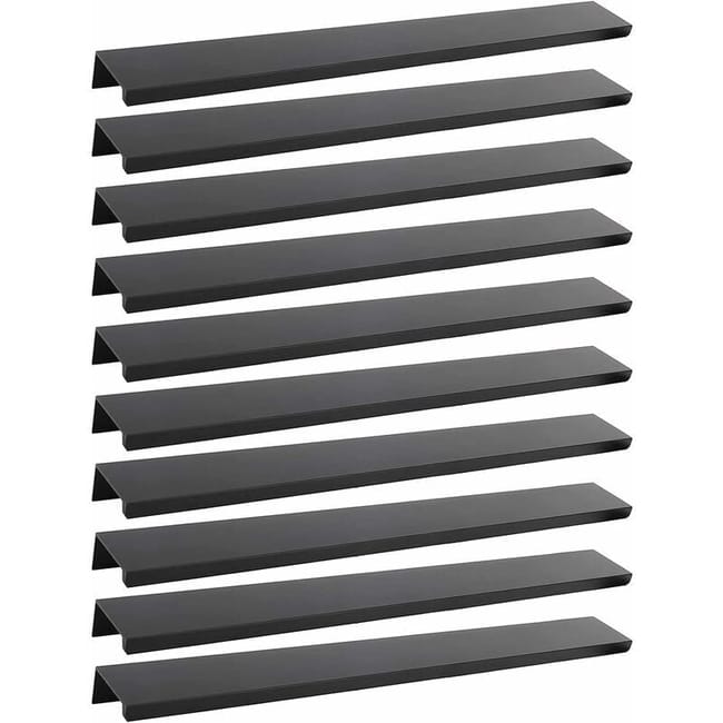 Lot De 10 Poignées De Meuble Noires - Poignées De Meuble Invisibles Noires Mates En Aluminium, Entraxe 200 Mm (sku Produit : 95465167 Sku Offre : Lehua25.3.24-20)