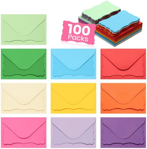 Paquete De 100 Mini Tarjetas Con Sobres, Pequeñas Tarjetas Coloridas En Blanco Con Sobres Autoadhesivos, Suministros De Tablero De Oración, Pequeños Sobres Para Tarjetas De Visita (4 X 2.7 Pulgadas