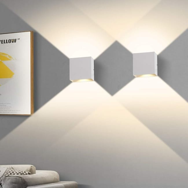 Lot De 2 Appliques Murales D'Intérieur, 6 W 3000 K, Applique Murale Carrée À Led, Applique Murale Blanche (sku Produit : 94940316 Sku Offre : Lehuamwj82)