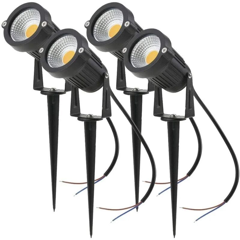Lot De 4 Spot Led Cob 5w 220v Spots Jardin Orientables Avec Piquet Luminaires Extérieur Jardin Terrasse（blanc Chaud）